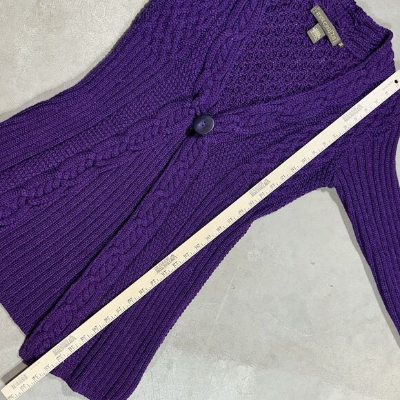 INIS CRAFTS 100% Merino Wool Cable Knit Cardigan Sweater Gray Size Medium - Picture 8 of 9